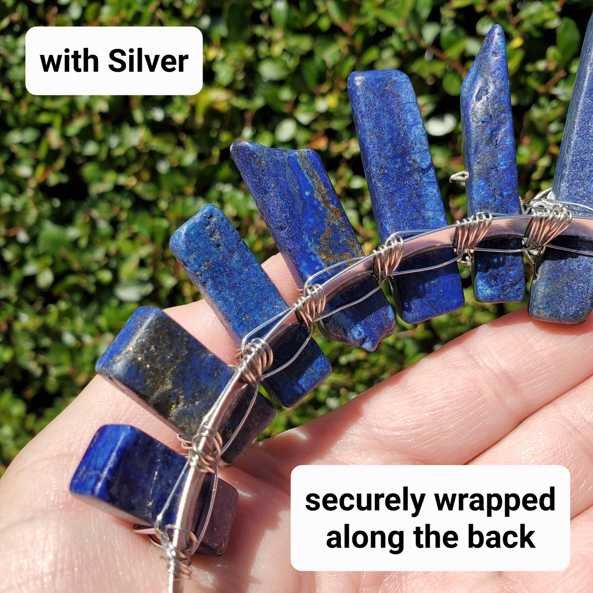 Lapis Lazuli Crown with Gold / Silver Triple Moon - Speak Your Truth, Self Expression, Communication - Lapiz Goddess Crown Gemstone Party