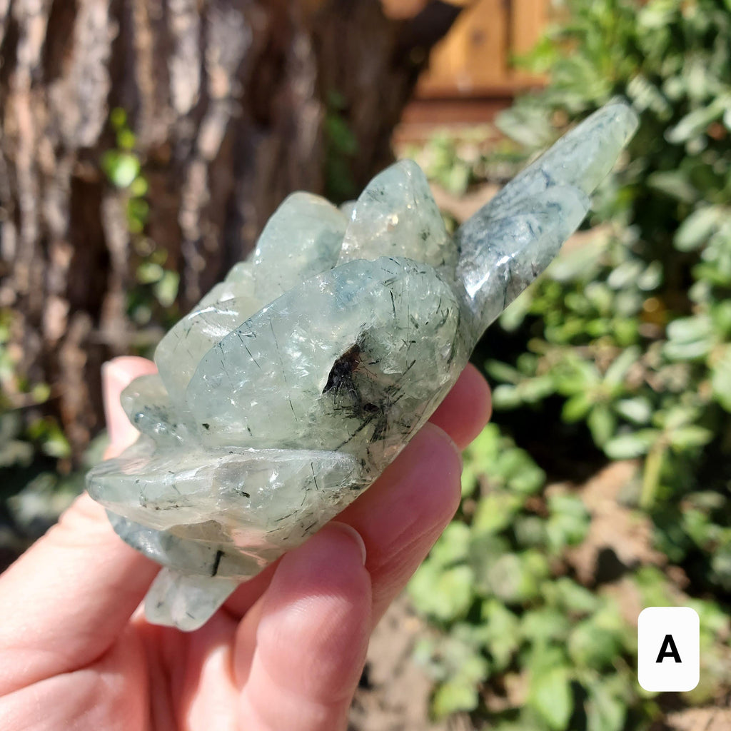 Chunky Prehnite Rose - The Healer's Stone, Restoring & Protecting Energy, Visualizations - Green Rose Carving Crystal Flower Healing Stone