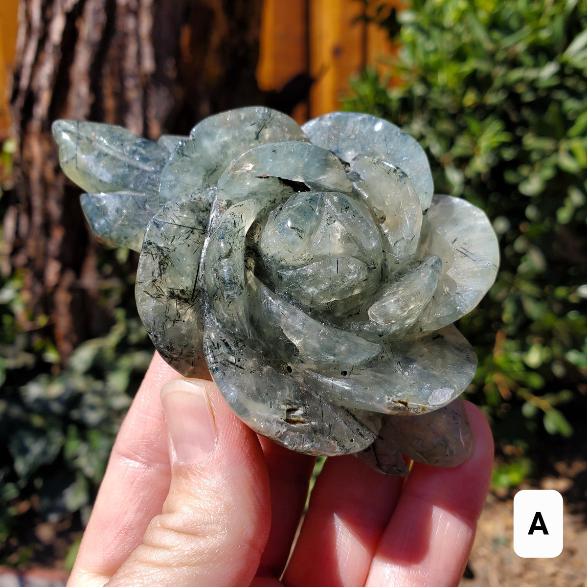 Chunky Prehnite Rose - The Healer's Stone, Restoring & Protecting Energy, Visualizations - Green Rose Carving Crystal Flower Healing Stone