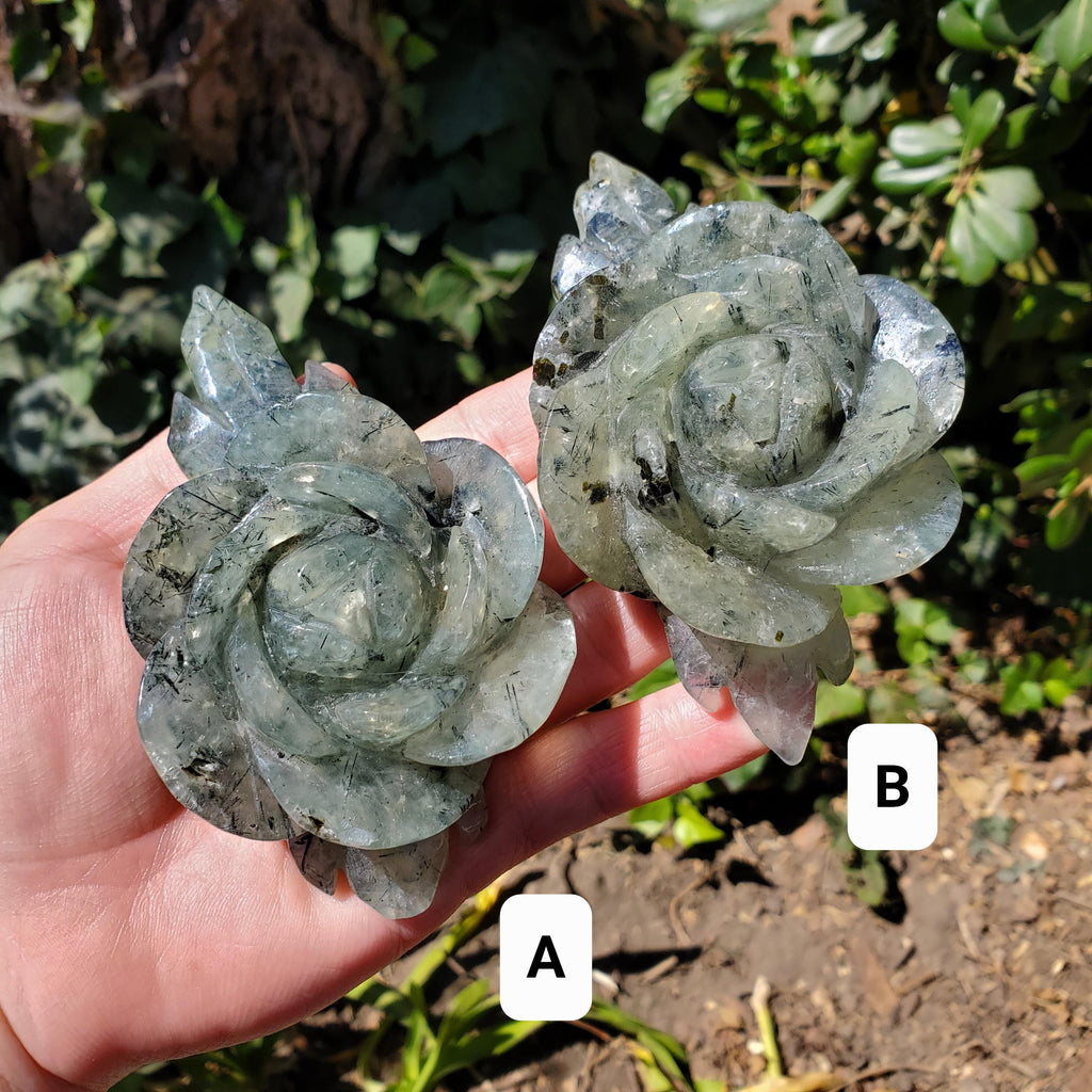 Chunky Prehnite Rose - The Healer's Stone, Restoring & Protecting Energy, Visualizations - Green Rose Carving Crystal Flower Healing Stone
