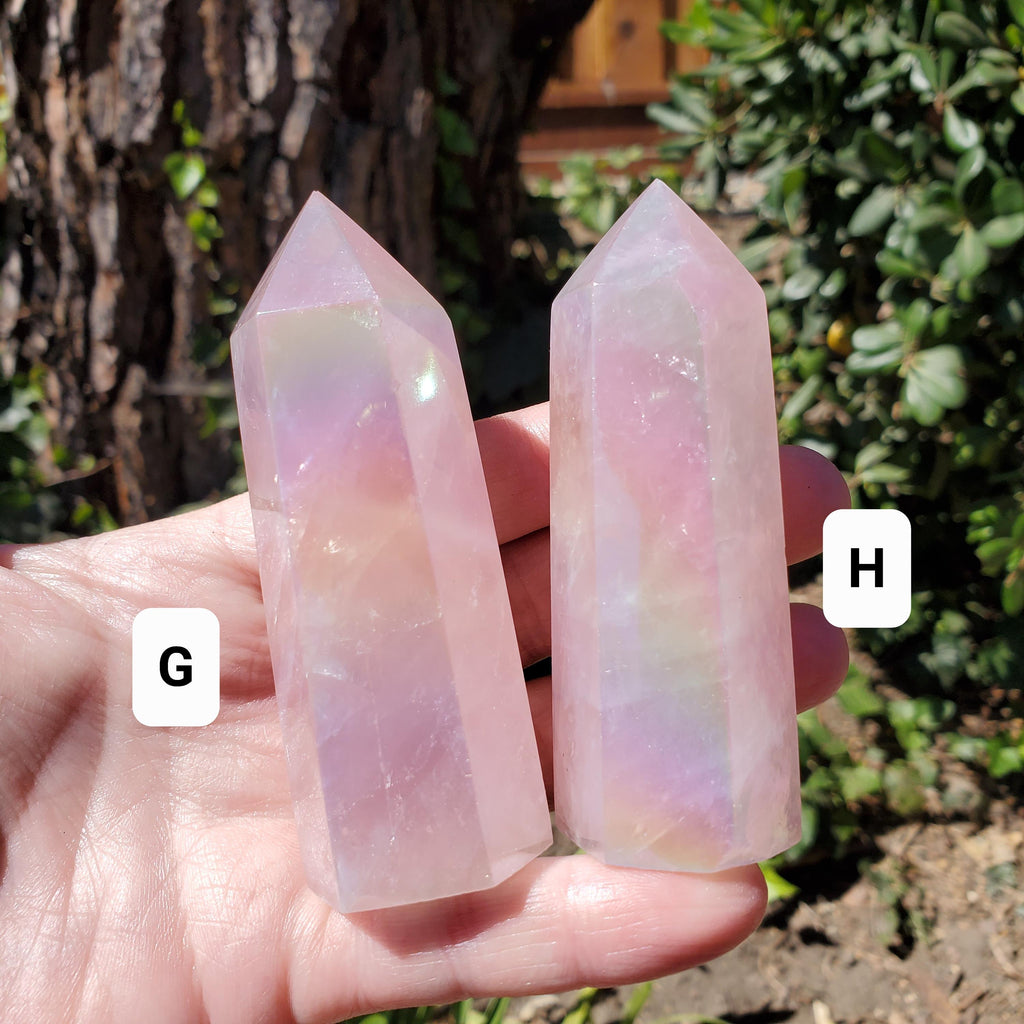 Aura Rose Quartz Tower - Unconditional Love, Compassion, Self Love - Angel Aura Pink Crystal Generator Healing Gemstone Point Obelisk