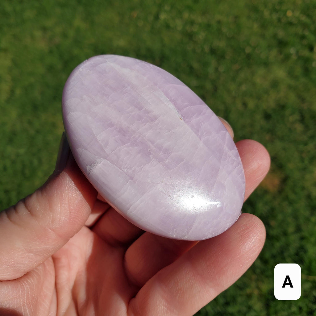 Flashy Kunzite Palm Stone - Inner Peace, Wisdom, Confidence, Understanding, Love - Pink Purple Crystal Healing Gemstone