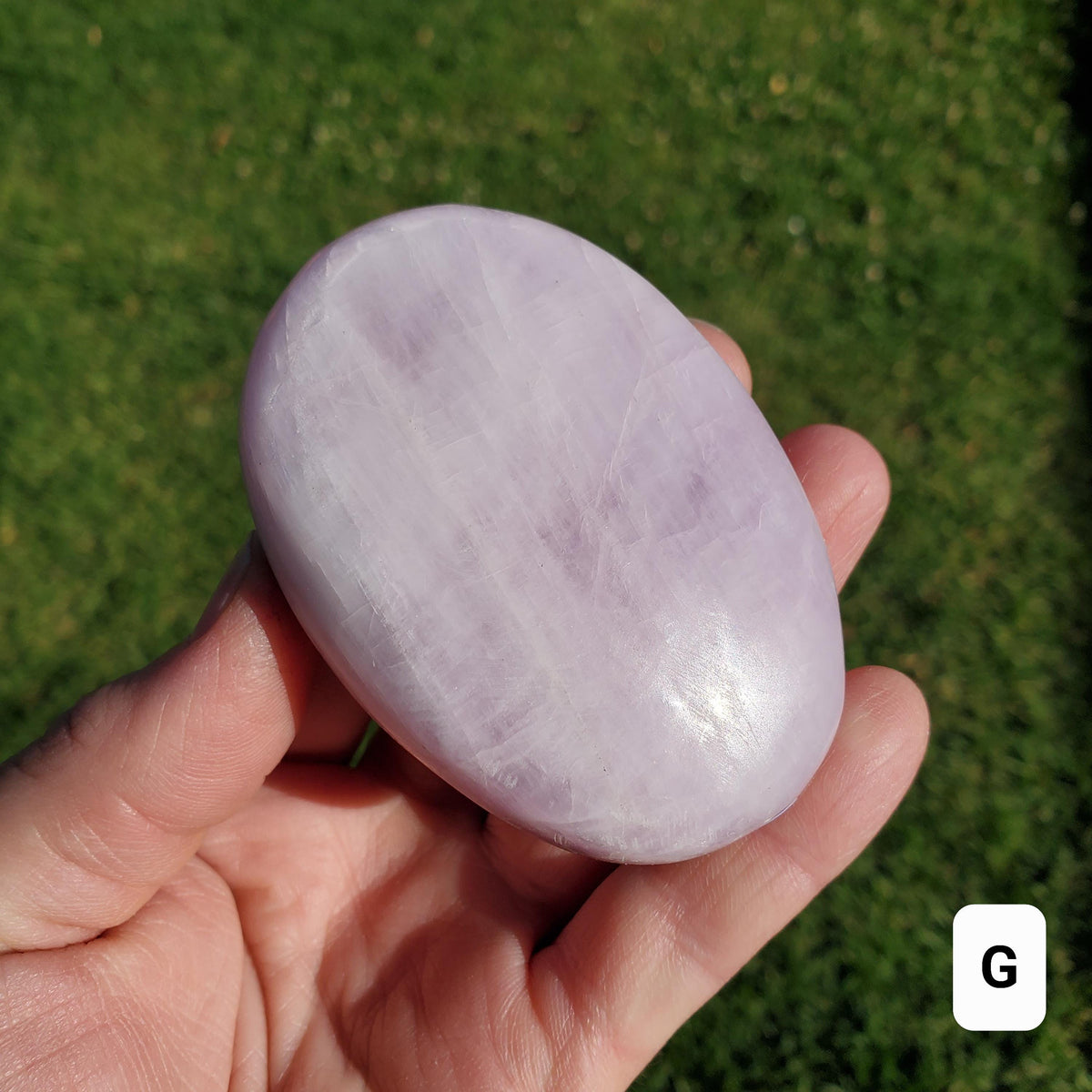 Flashy Kunzite Palm Stone - Inner Peace, Wisdom, Confidence, Understanding, Love - Pink Purple Crystal Healing Gemstone