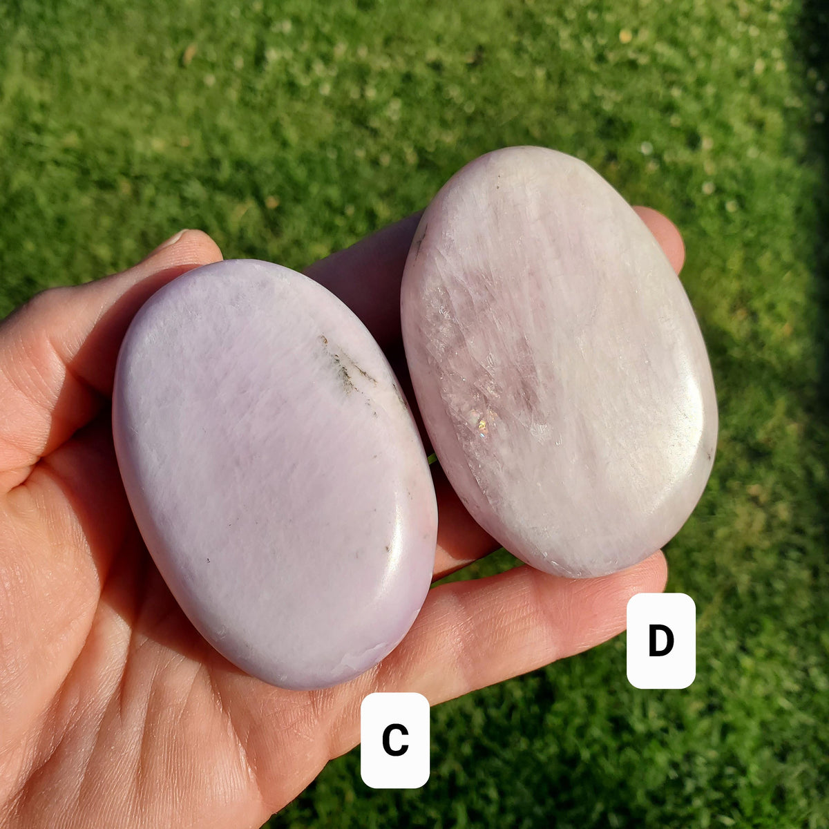 Flashy Kunzite Palm Stone - Inner Peace, Wisdom, Confidence, Understanding, Love - Pink Purple Crystal Healing Gemstone