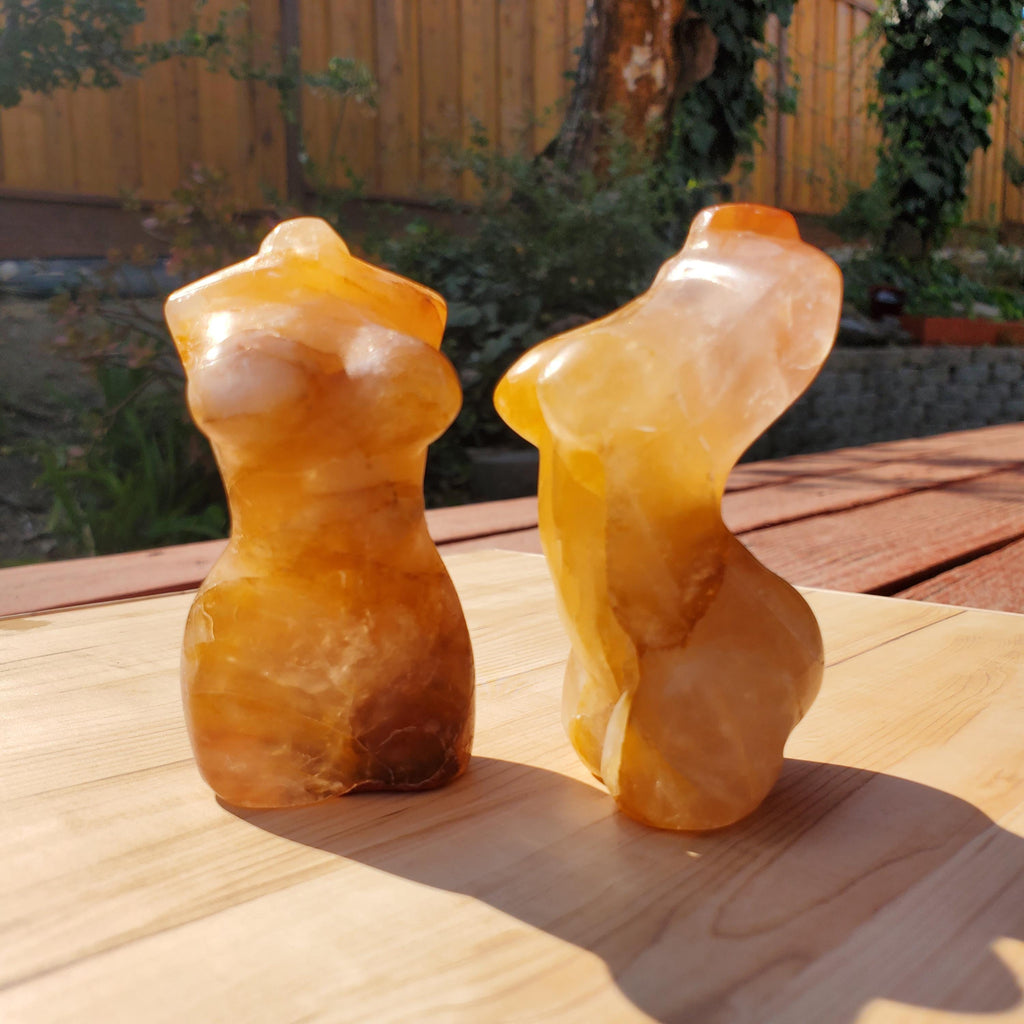 Golden Healer Female Body Figure - Balance, Power, Energizing, Grounding - Gold Crystal Model Gemstone