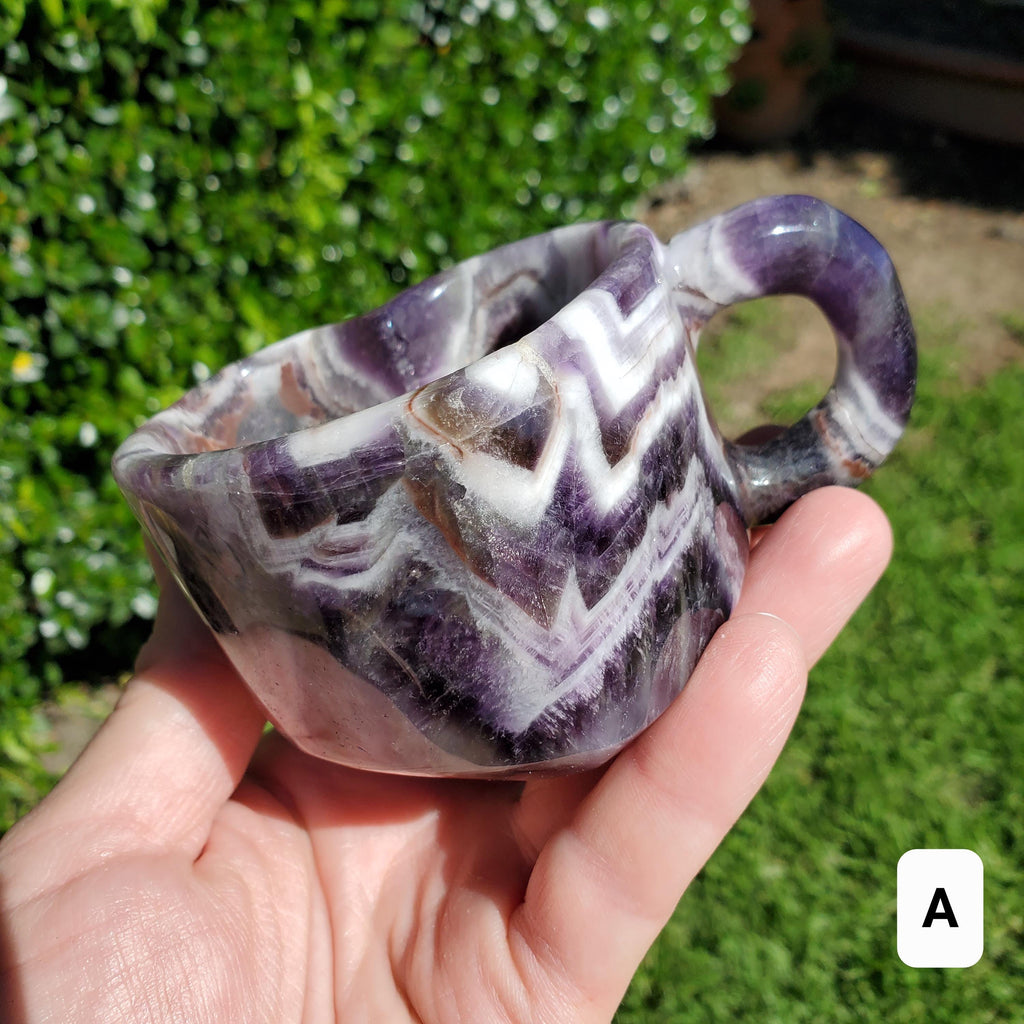 Dream Amethyst Heart Shaped Tea Cup 8oz - Calming, Energetic Protection, Positivity, Divine Love - Purple Amethyst Crystal Healing Mug Decor