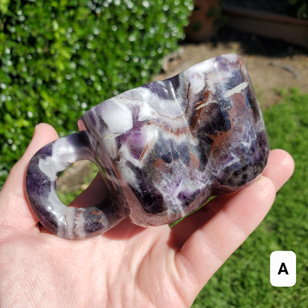 Dream Amethyst Heart Shaped Tea Cup 8oz - Calming, Energetic Protection, Positivity, Divine Love - Purple Amethyst Crystal Healing Mug Decor