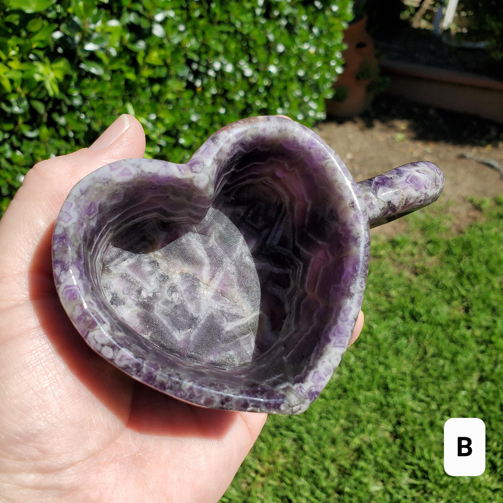 Dream Amethyst Heart Shaped Tea Cup 8oz - Calming, Energetic Protection, Positivity, Divine Love - Purple Amethyst Crystal Healing Mug Decor