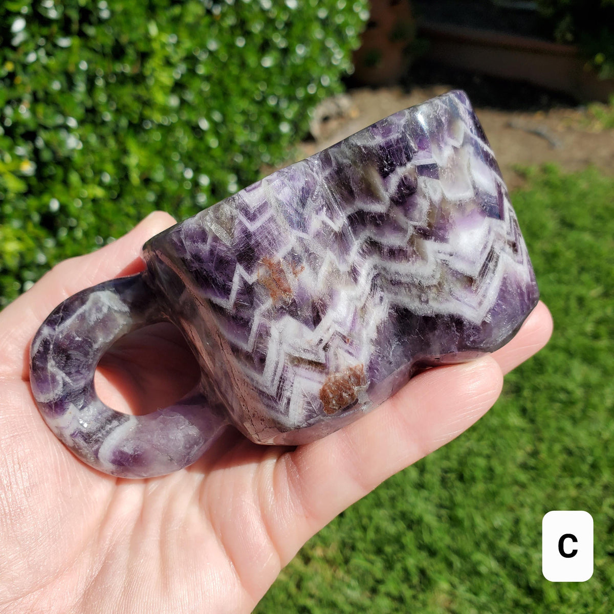 Dream Amethyst Heart Shaped Tea Cup 8oz - Calming, Energetic Protection, Positivity, Divine Love - Purple Amethyst Crystal Healing Mug Decor