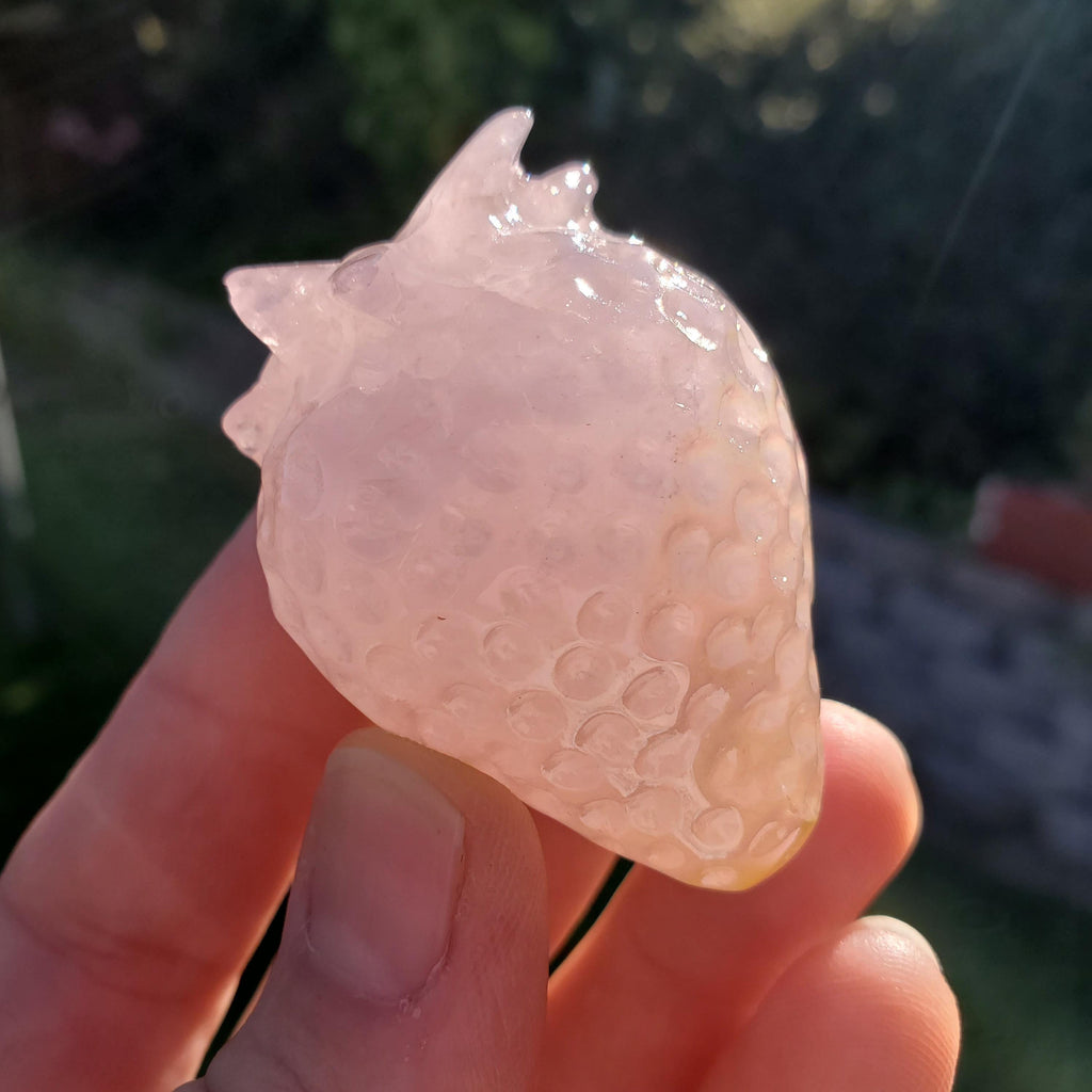Aura Rose Quartz Strawberry - Unconditional Love, Compassion, Kindness - Aura Pink Crystal Berry Healing Gemstone