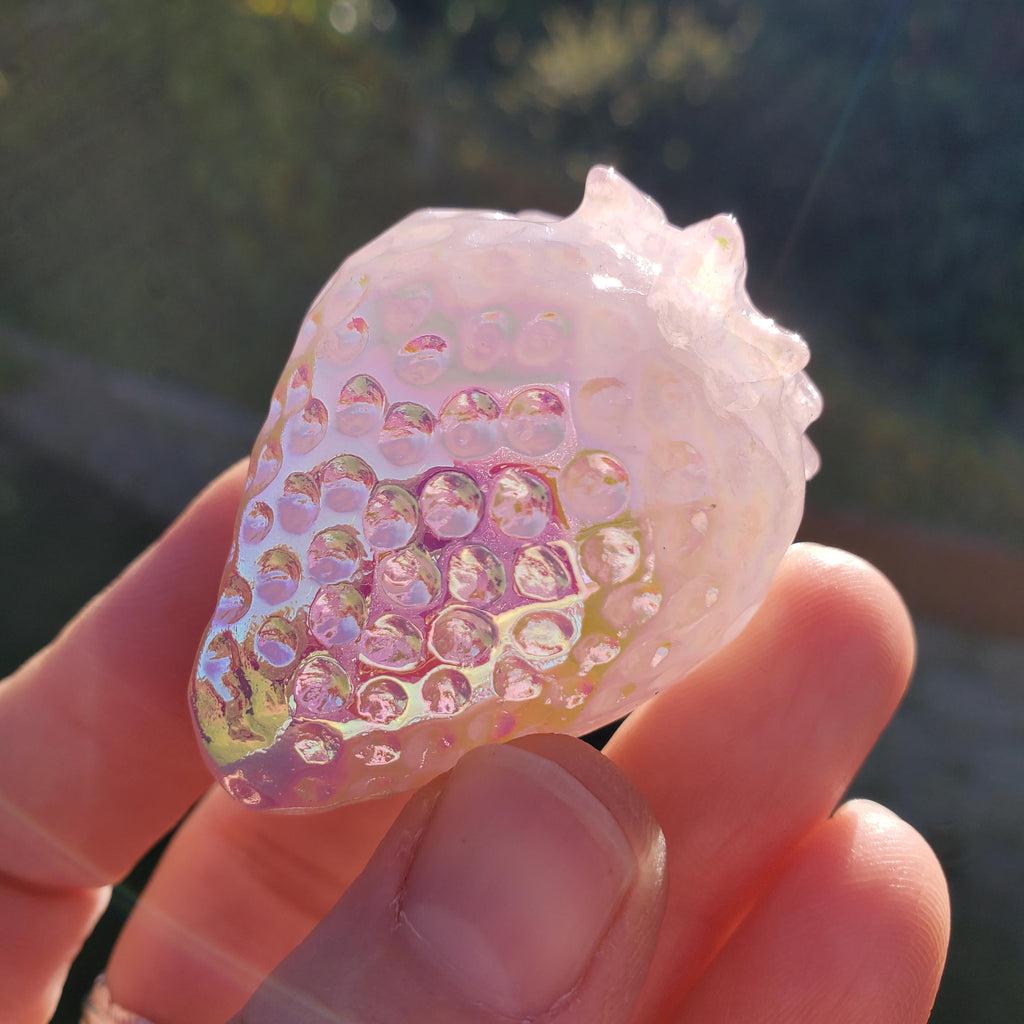 Aura Rose Quartz Strawberry - Unconditional Love, Compassion, Kindness - Aura Pink Crystal Berry Healing Gemstone