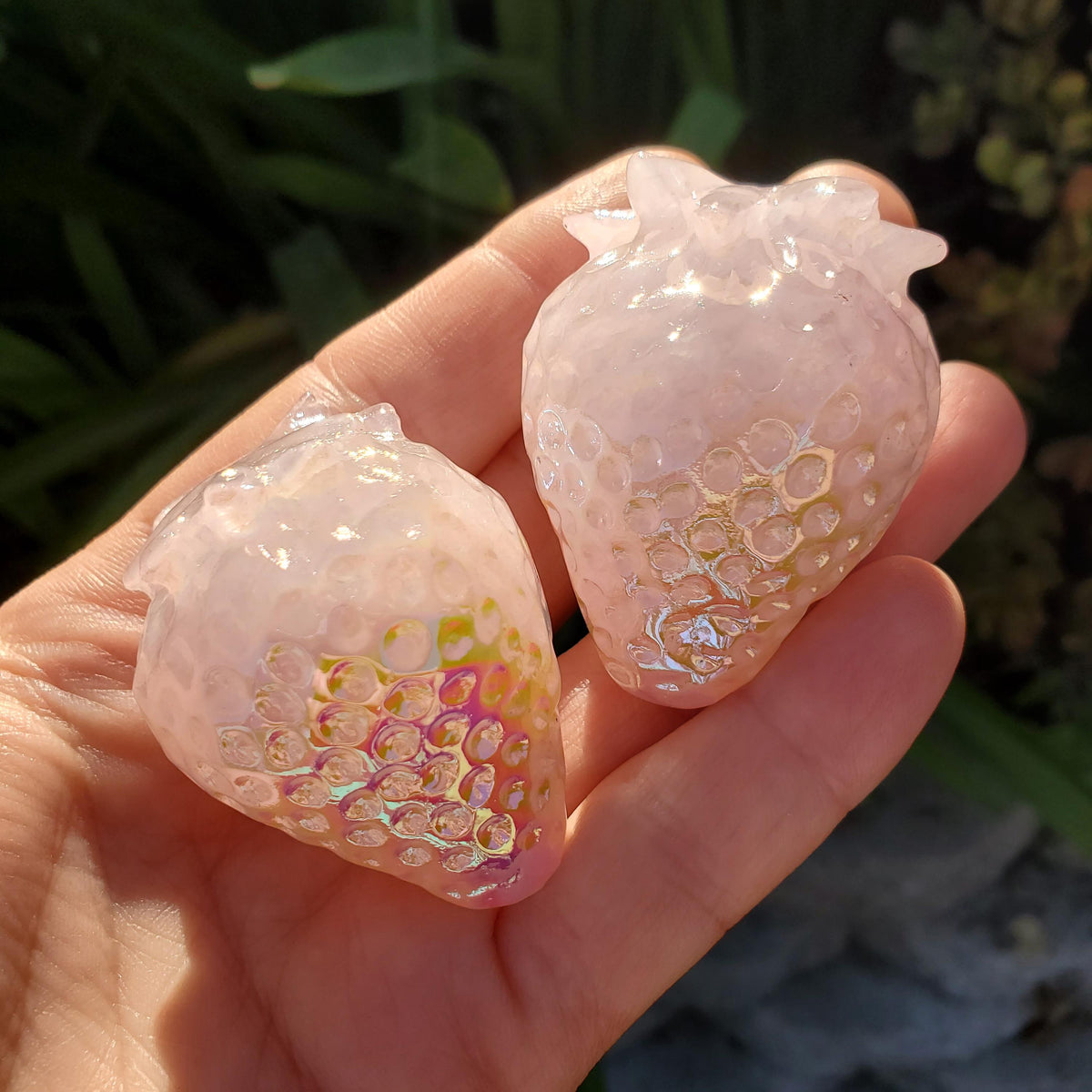 Aura Rose Quartz Strawberry - Unconditional Love, Compassion, Kindness - Aura Pink Crystal Berry Healing Gemstone