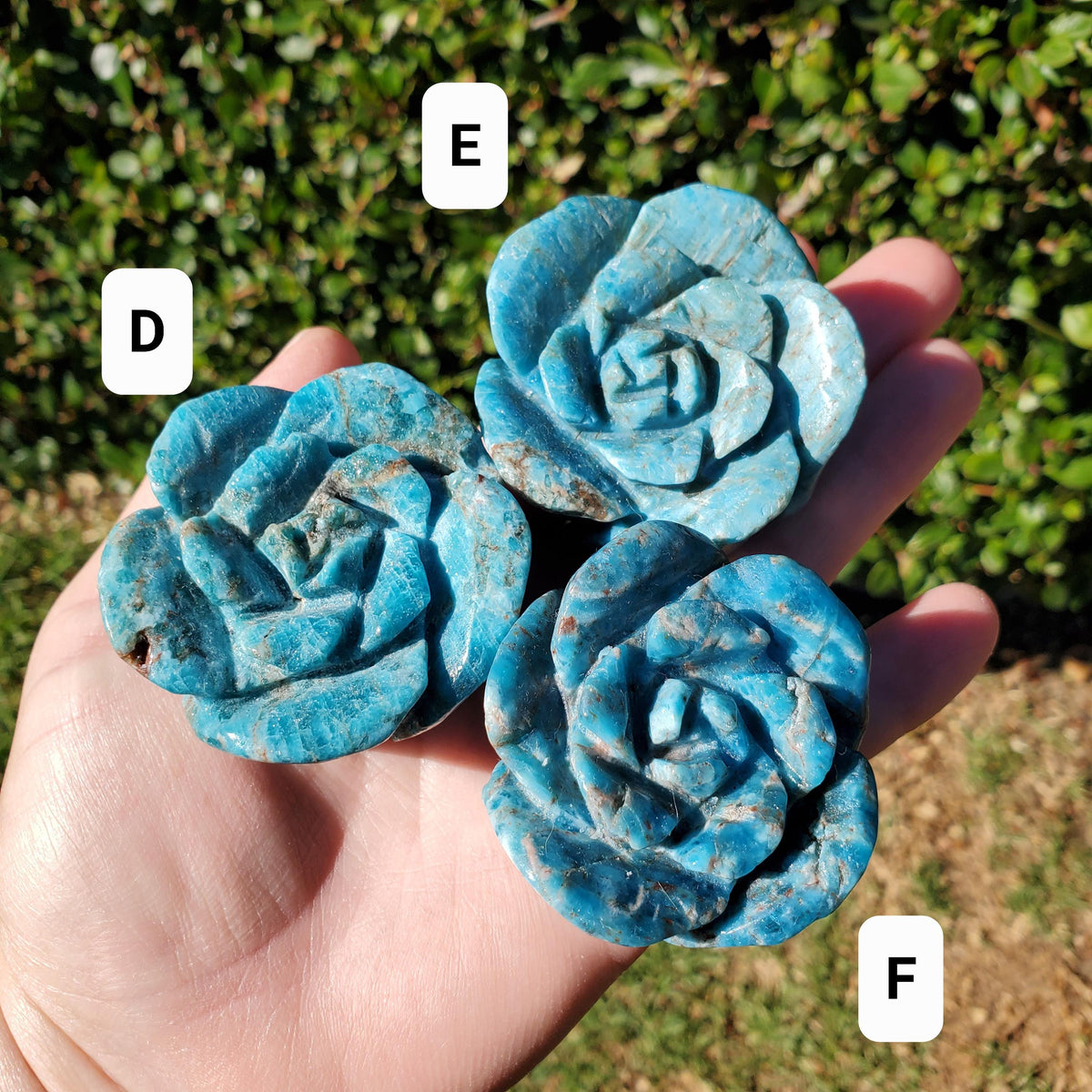 Blue Apatite Chunky Blooming Rosebud - Intuition, Mental Clarity, Communication, Manifestation - Crystal Rose Standing Flower Carving Decor