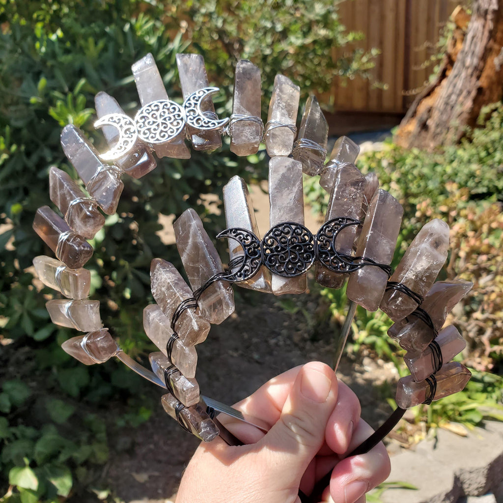 Smoky Quartz Crown - Protective, Grounding, Filters Out Bad Energy - Smokey Quartz Goddess Crown Healing Crystals Gemstones