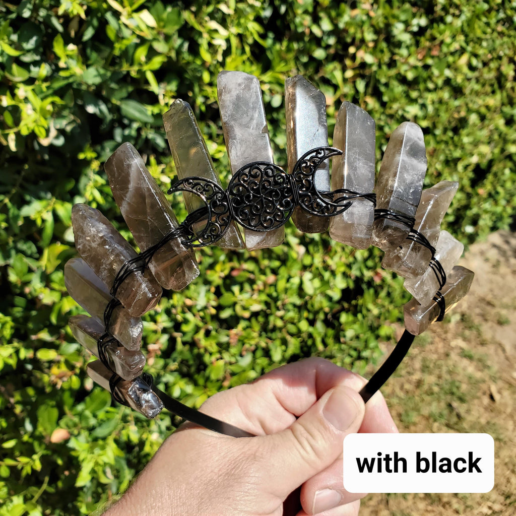 Smoky Quartz Crown - Protective, Grounding, Filters Out Bad Energy - Smokey Quartz Goddess Crown Healing Crystals Gemstones