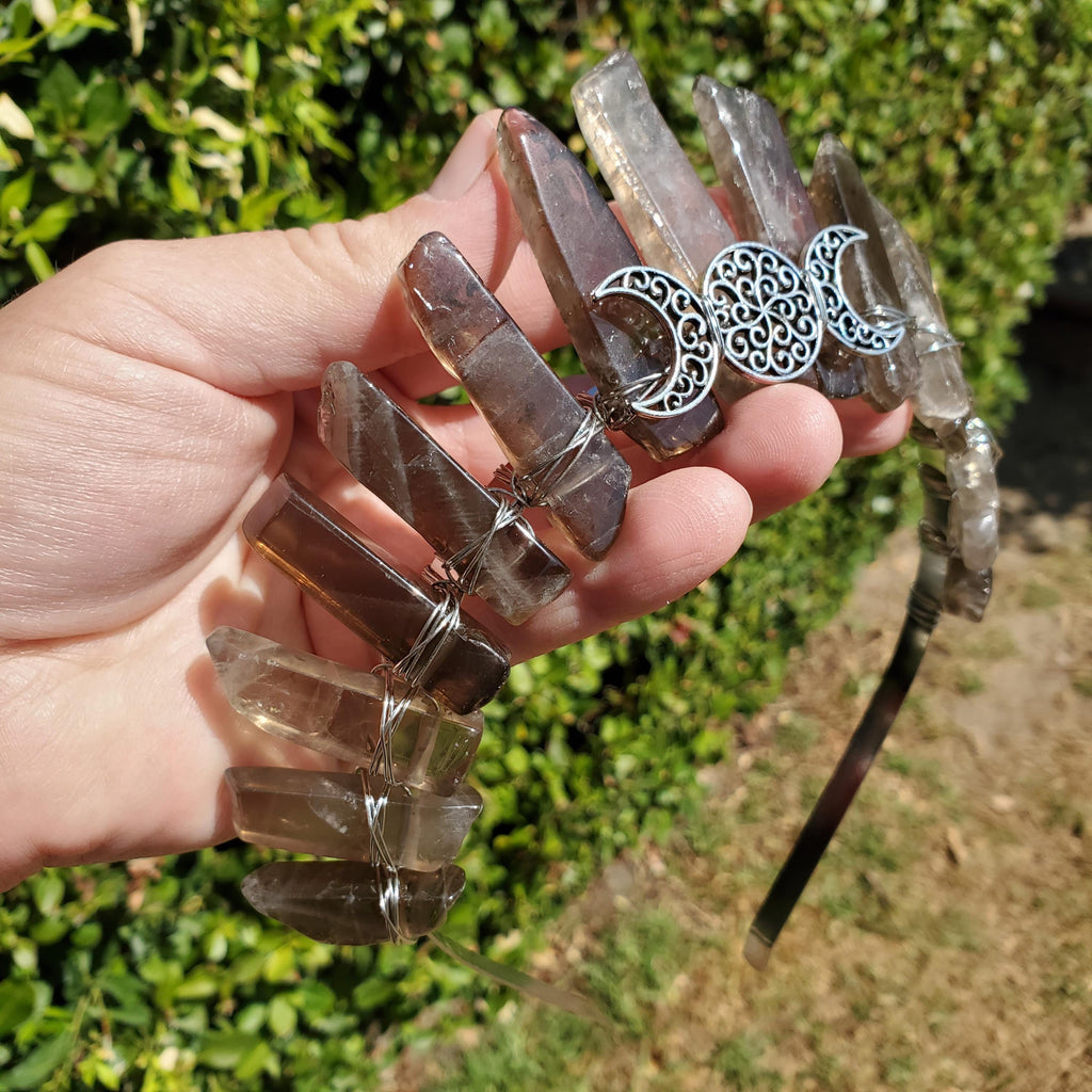 Smoky Quartz Crown - Protective, Grounding, Filters Out Bad Energy - Smokey Quartz Goddess Crown Healing Crystals Gemstones