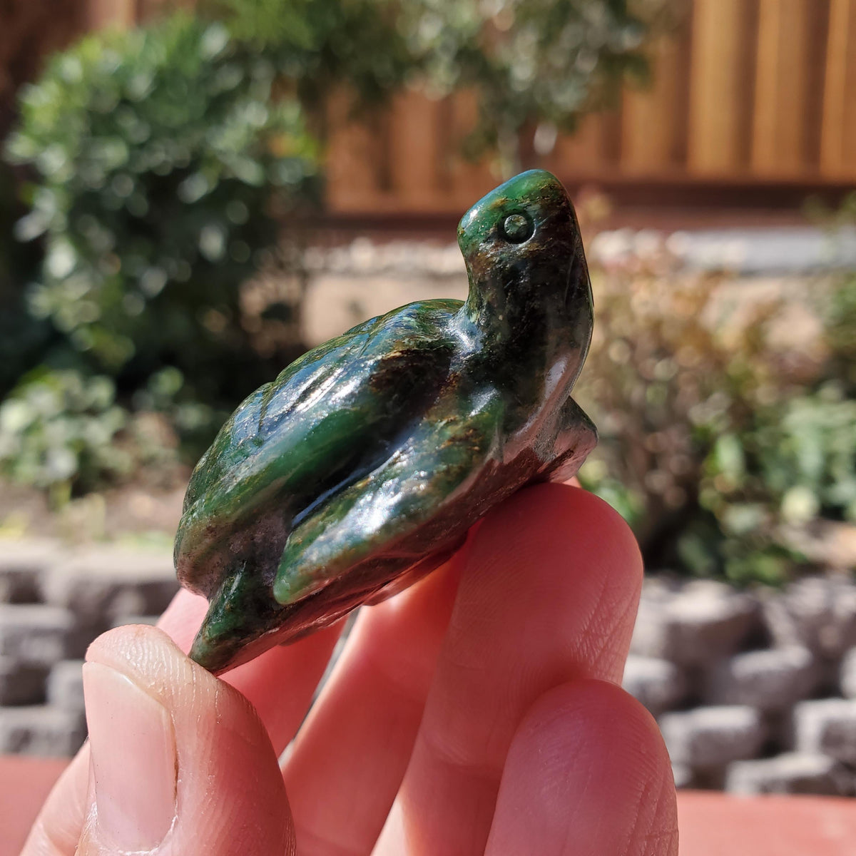 Small Emerald Turtle Carving - Heals Heart Chakra, Compassion, Acceptance, Wisdom, Confidence - Emerald Crystal Turtle Healing Gemstone