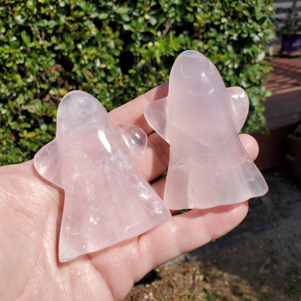 Rose Quartz Ghost - Universal & Unconditional Love, Compassion, Kindness - Crystal Halloween Stones Home Decor Healing Gemstone