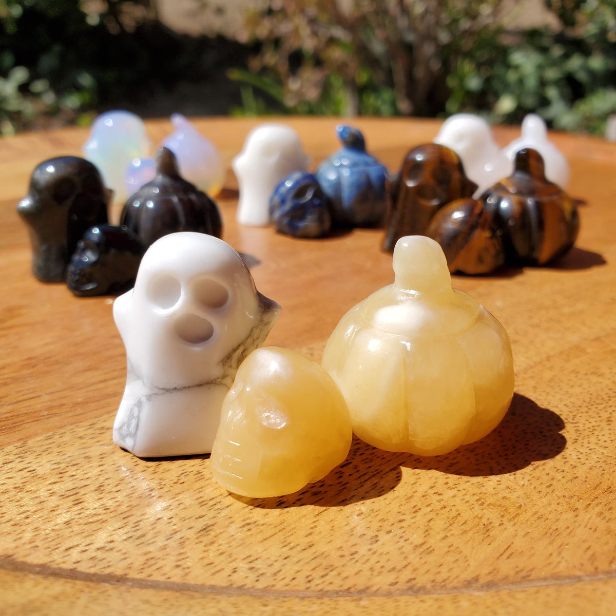 Mini Crystal Halloween Trio - Crystal Pumpkin, Ghost & Skull Carving Halloween Set - Cute Seasonal Decor