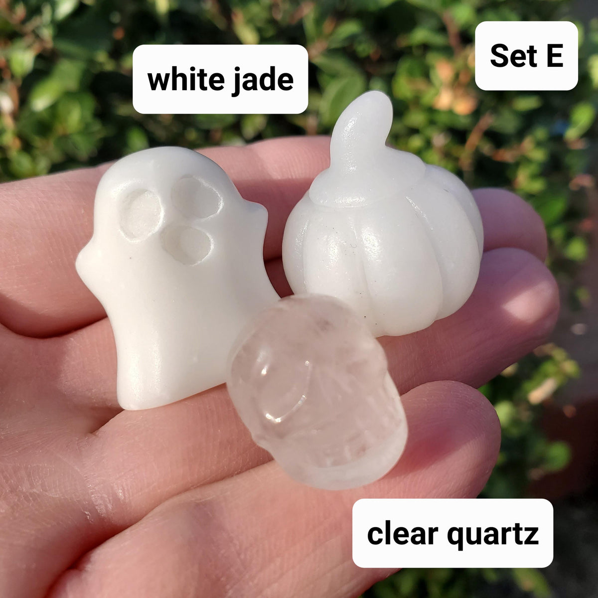 Mini Crystal Halloween Trio - Crystal Pumpkin, Ghost & Skull Carving Halloween Set - Cute Seasonal Decor