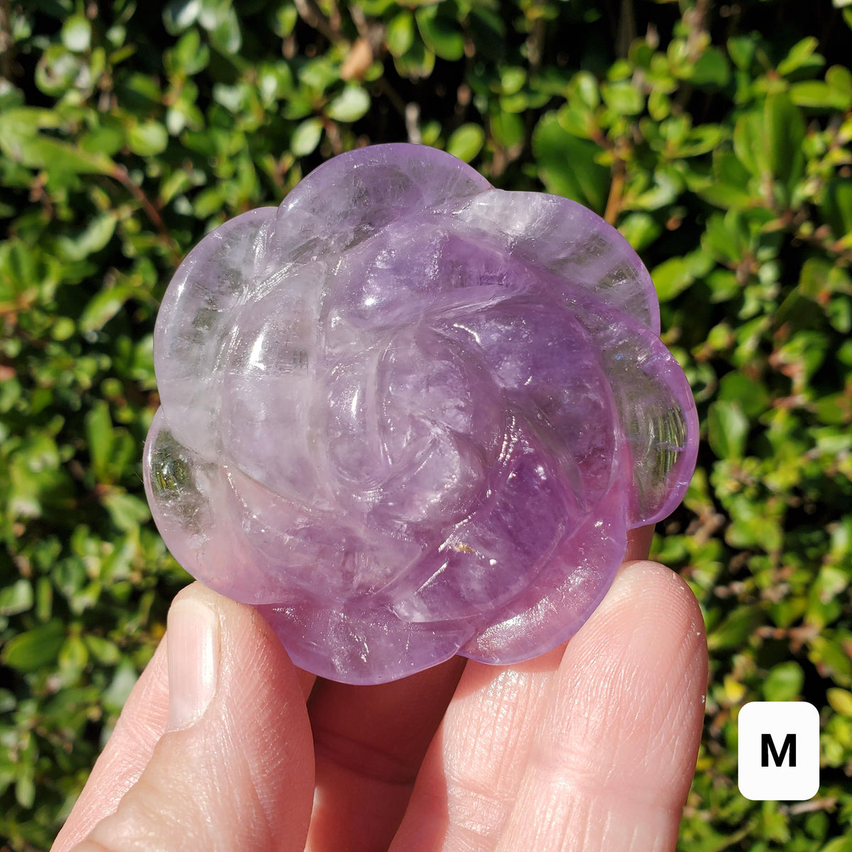 Small Amethyst Rose - Calming, Energetic Protection, Positivity, Connection - Purple Amethyst Flower Carving Crystal Rose Healing Gemstone