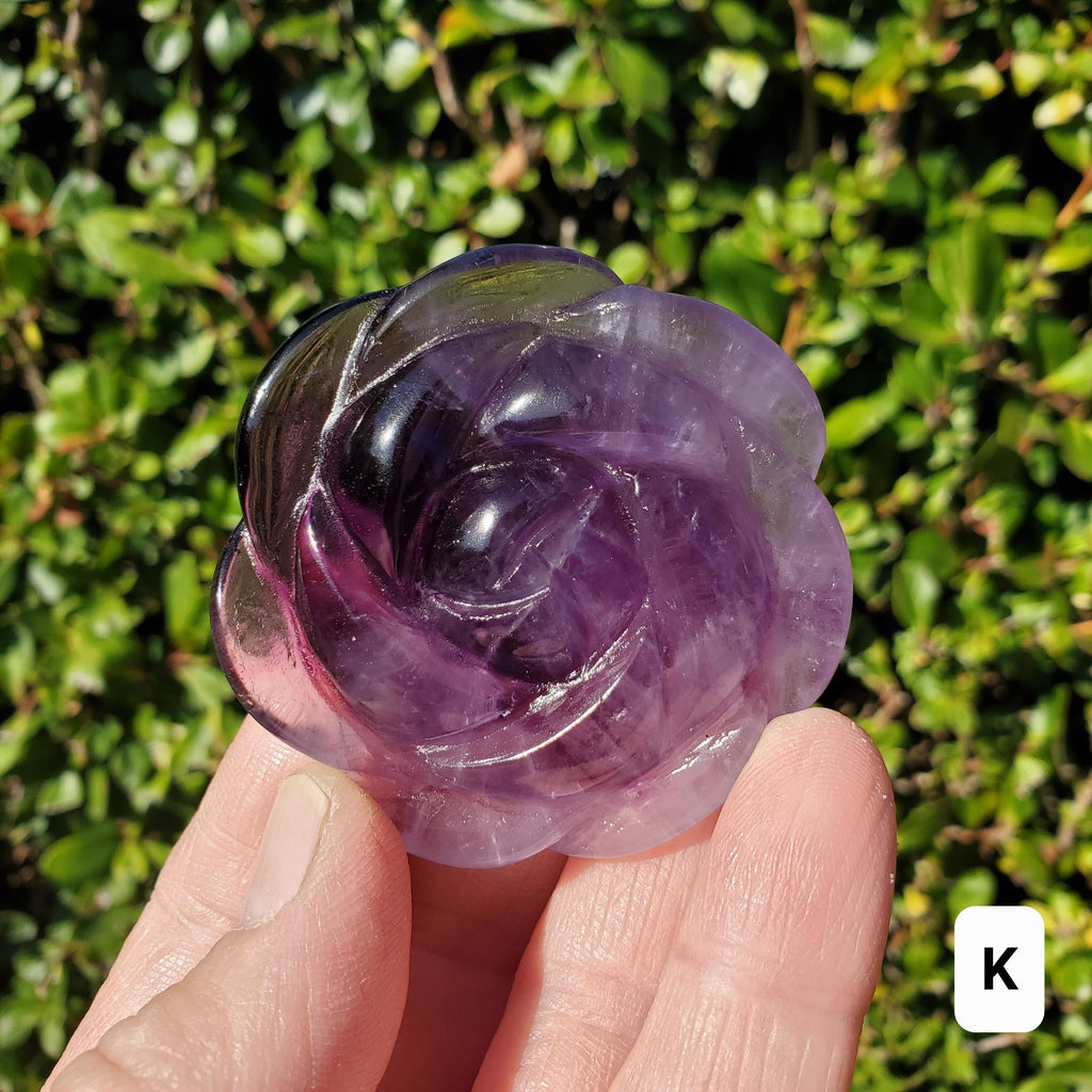 Small Amethyst Rose - Calming, Energetic Protection, Positivity, Connection - Purple Amethyst Flower Carving Crystal Rose Healing Gemstone