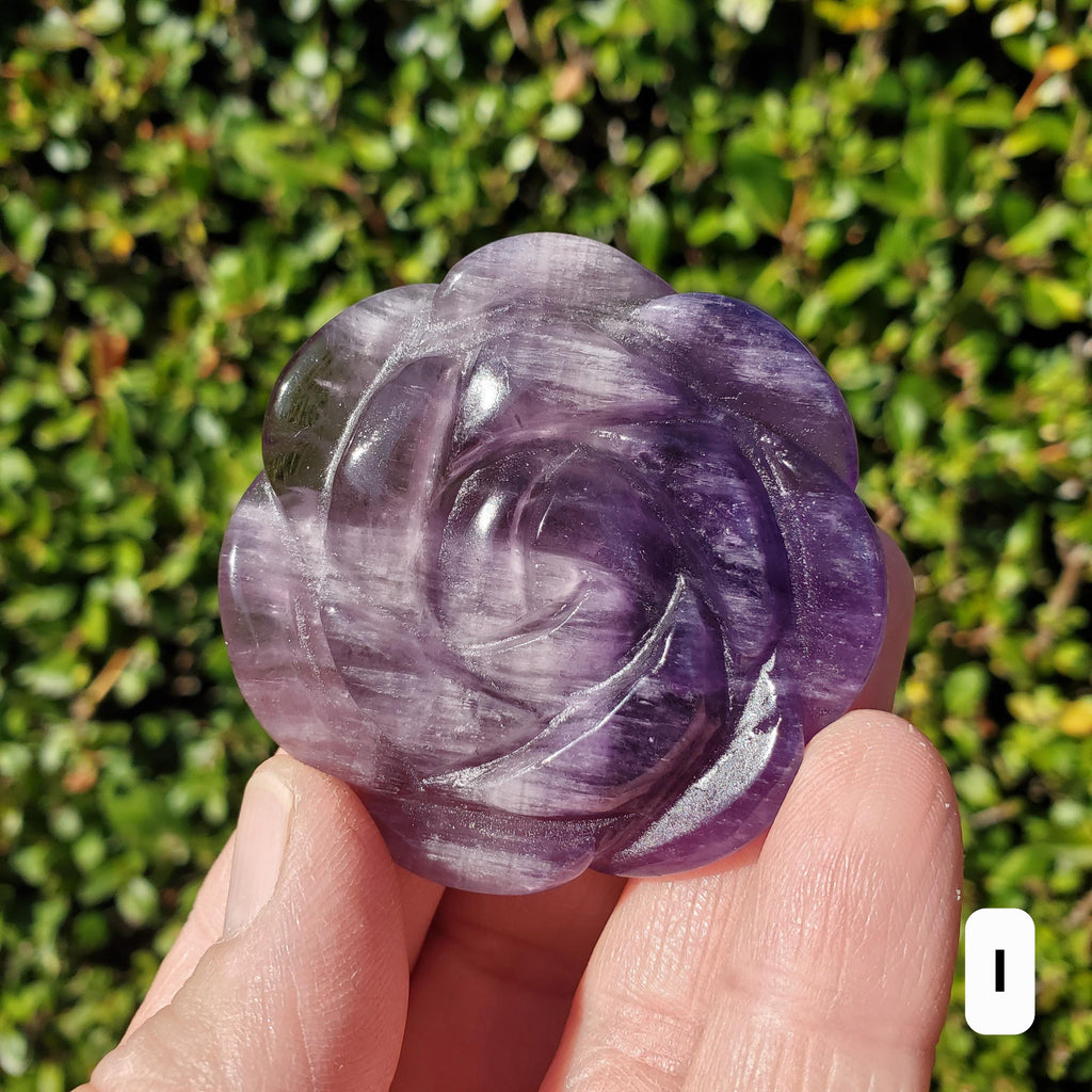 Small Amethyst Rose - Calming, Energetic Protection, Positivity, Connection - Purple Amethyst Flower Carving Crystal Rose Healing Gemstone