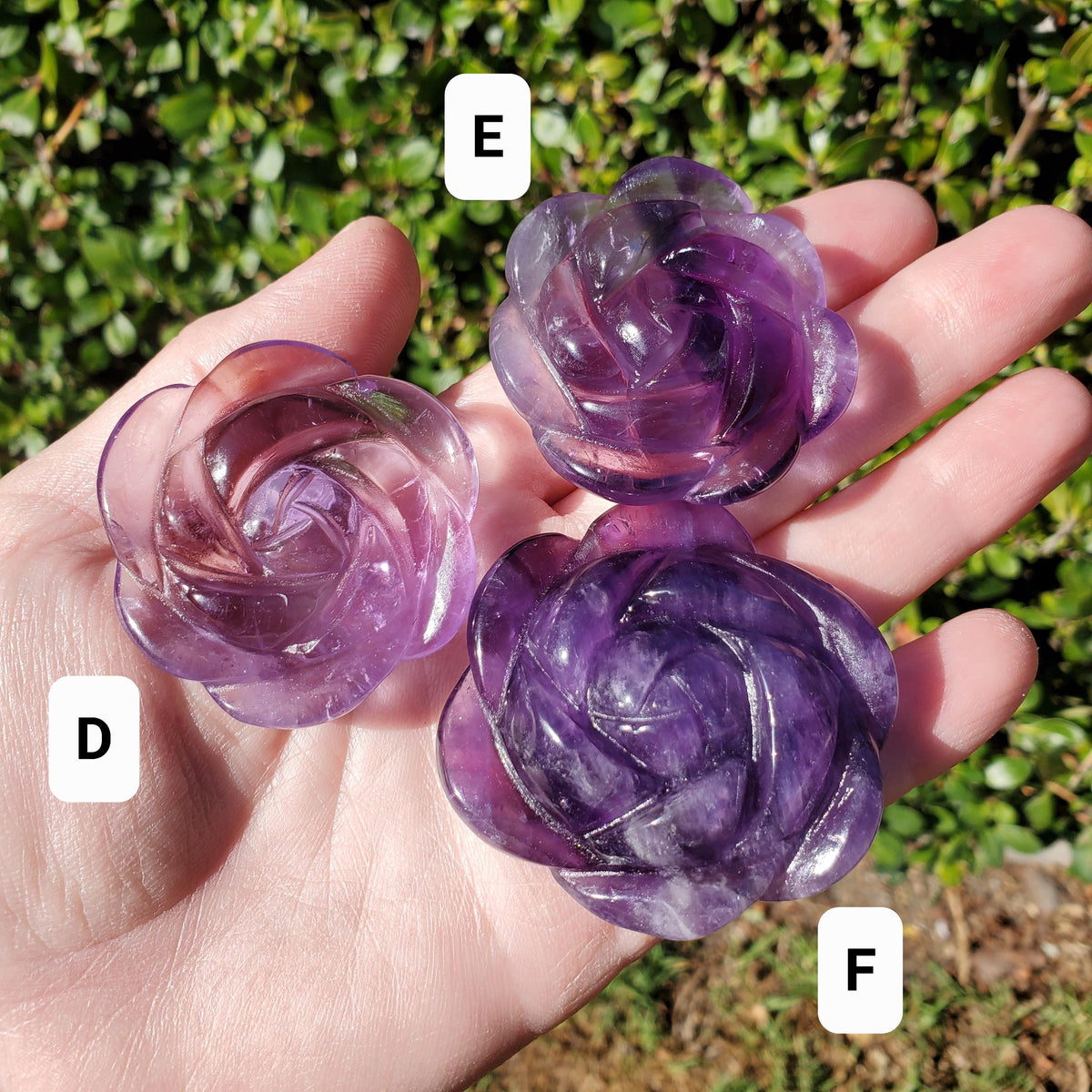 Small Amethyst Rose - Calming, Energetic Protection, Positivity, Connection - Purple Amethyst Flower Carving Crystal Rose Healing Gemstone