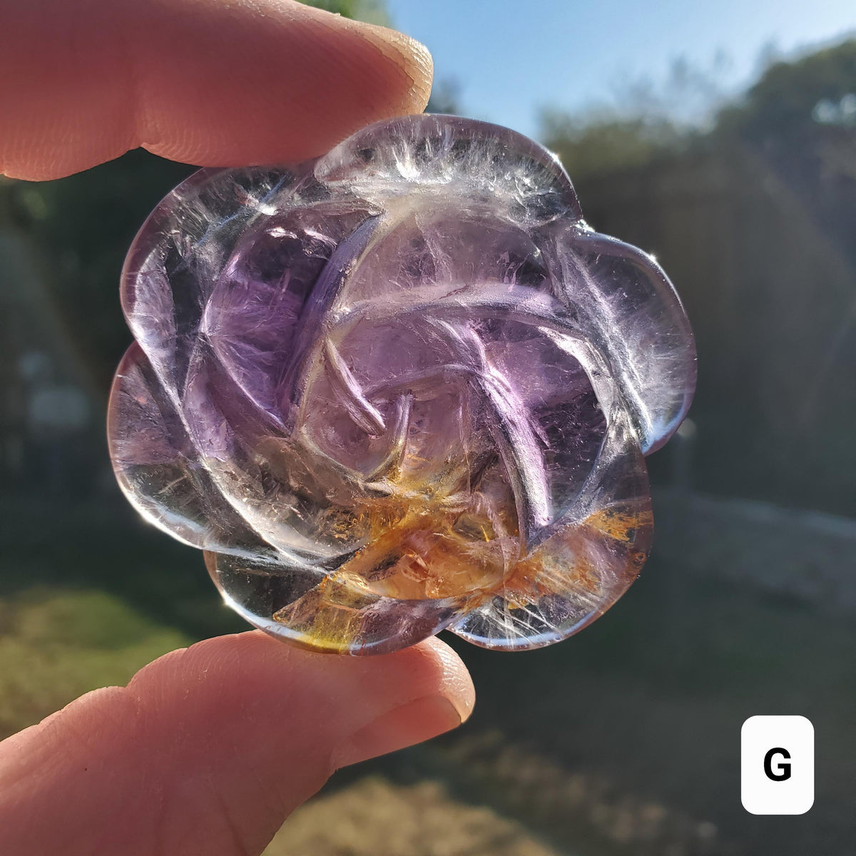 Small Amethyst Rose - Calming, Energetic Protection, Positivity, Connection - Purple Amethyst Flower Carving Crystal Rose Healing Gemstone