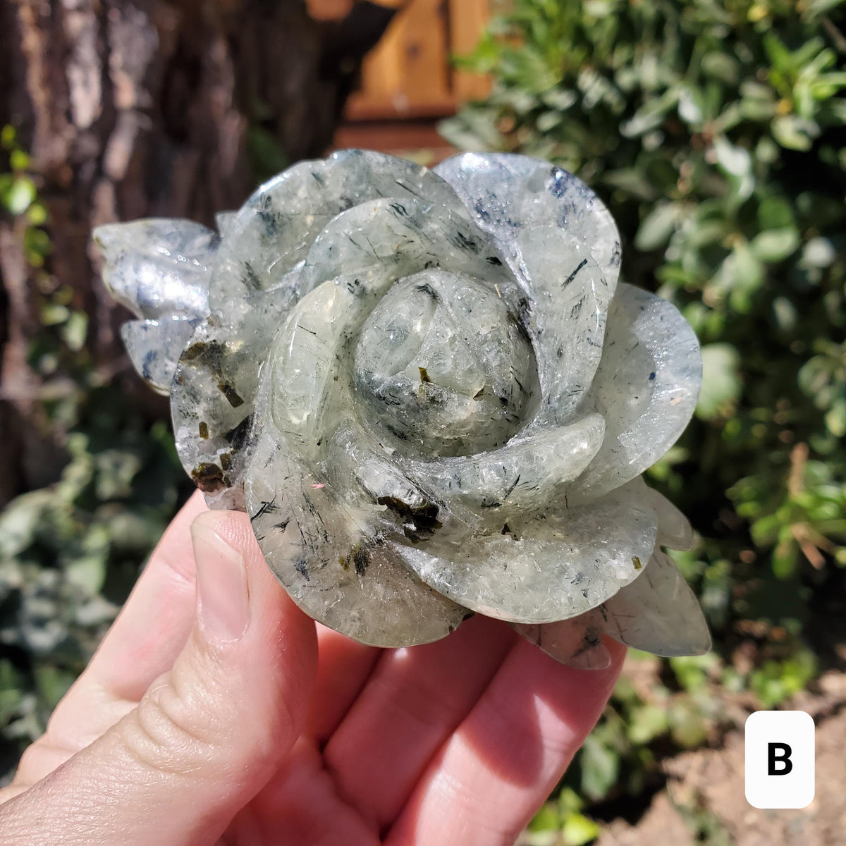 Chunky Prehnite Rose - The Healer's Stone, Restoring & Protecting Energy, Visualizations - Green Rose Carving Crystal Flower Healing Stone