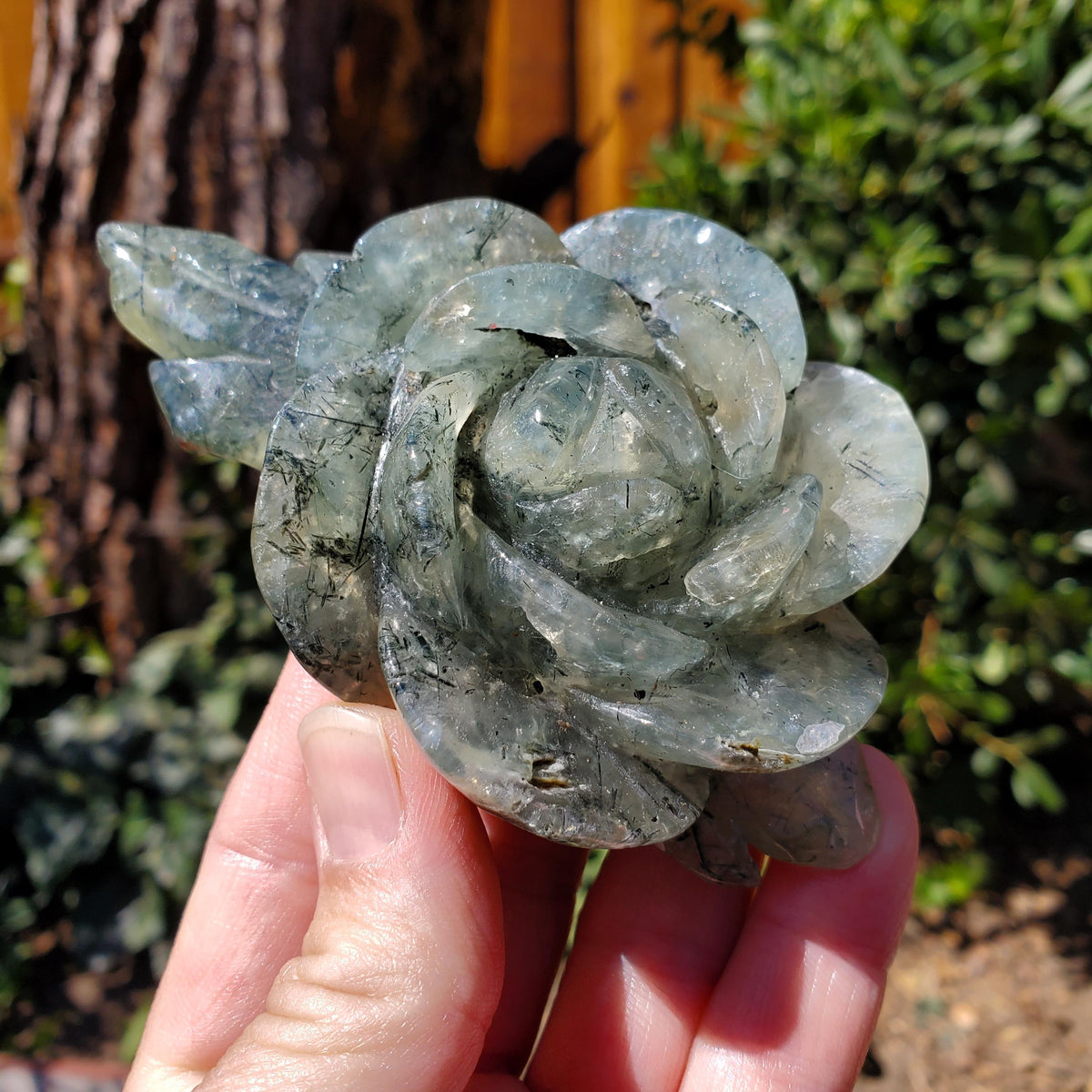 Chunky Prehnite Rose - The Healer's Stone, Restoring & Protecting Energy, Visualizations - Green Rose Carving Crystal Flower Healing Stone