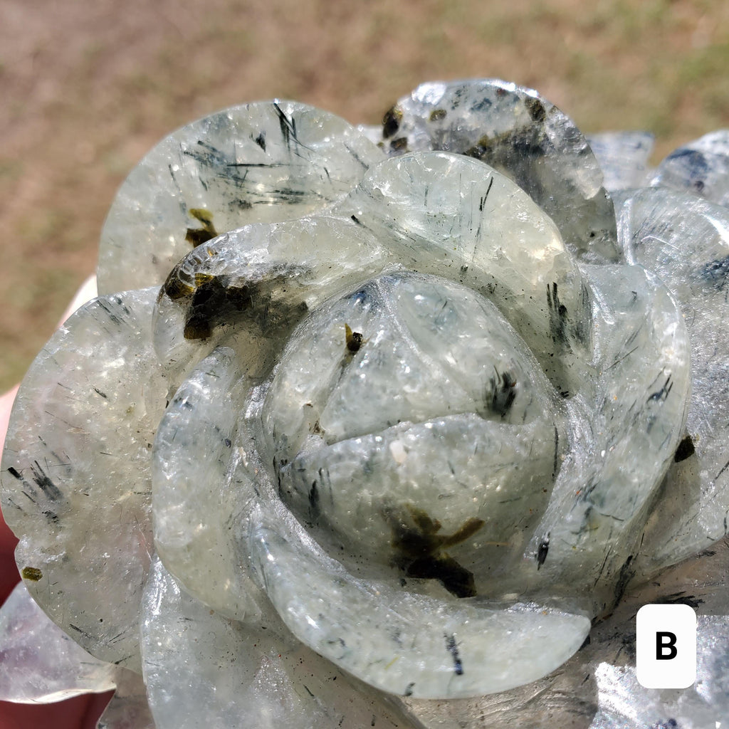Chunky Prehnite Rose - The Healer's Stone, Restoring & Protecting Energy, Visualizations - Green Rose Carving Crystal Flower Healing Stone