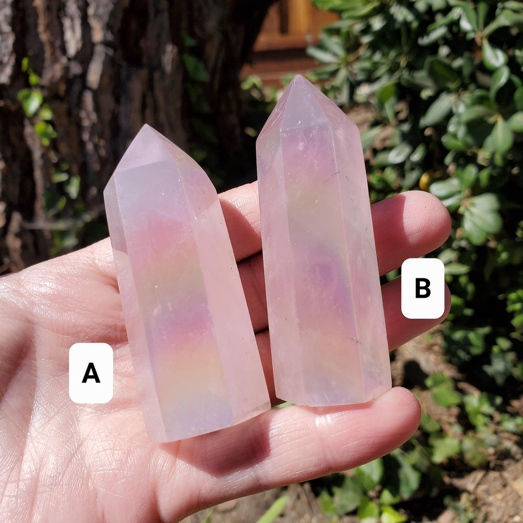 Aura Rose Quartz Tower - Unconditional Love, Compassion, Self Love - Angel Aura Pink Crystal Generator Healing Gemstone Point Obelisk