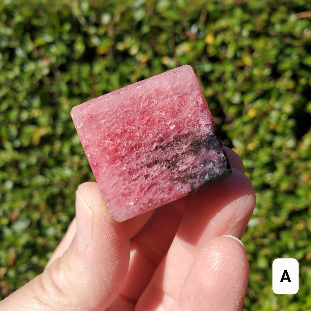 Cute Rhodonite Cube - Self Love, Balance, Joy, Happiness - Pink and Black Crystal Cube Healing Gemstones Home Deocr