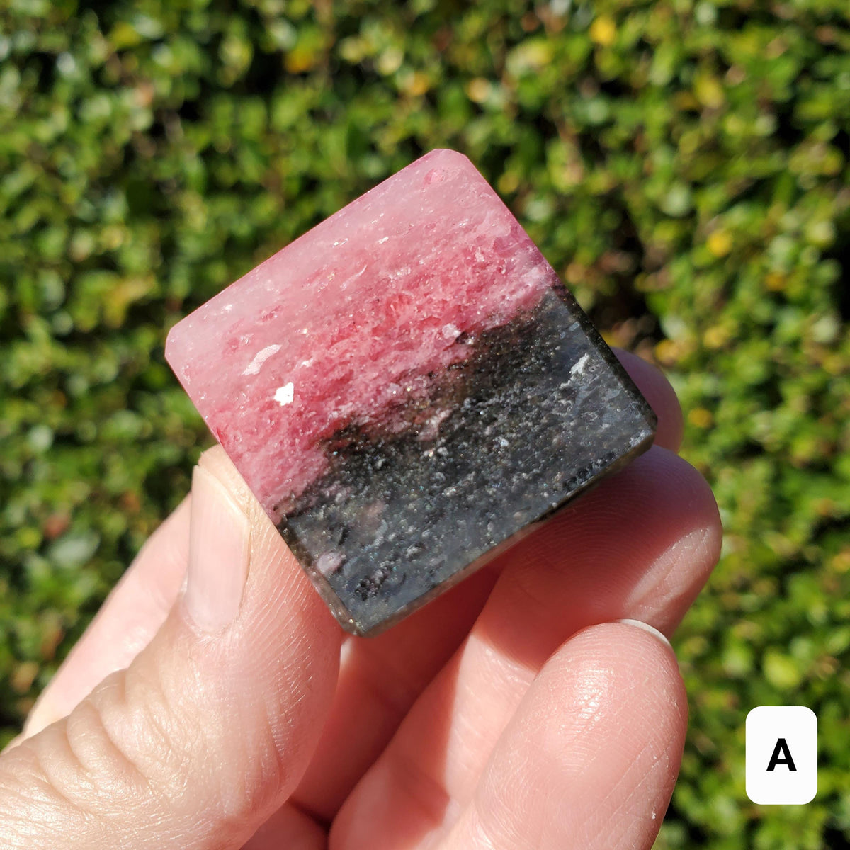 Cute Rhodonite Cube - Self Love, Balance, Joy, Happiness - Pink and Black Crystal Cube Healing Gemstones Home Deocr