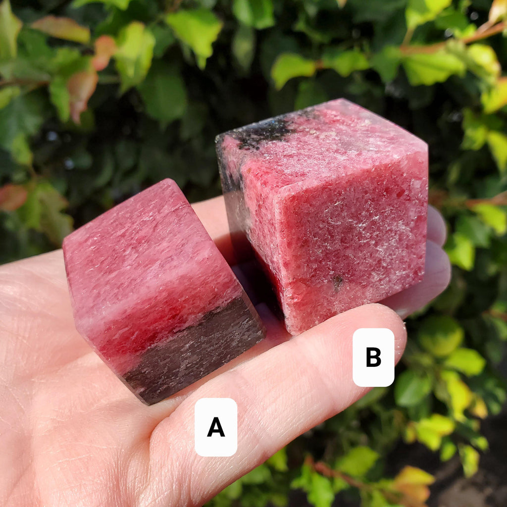 Cute Rhodonite Cube - Self Love, Balance, Joy, Happiness - Pink and Black Crystal Cube Healing Gemstones Home Deocr