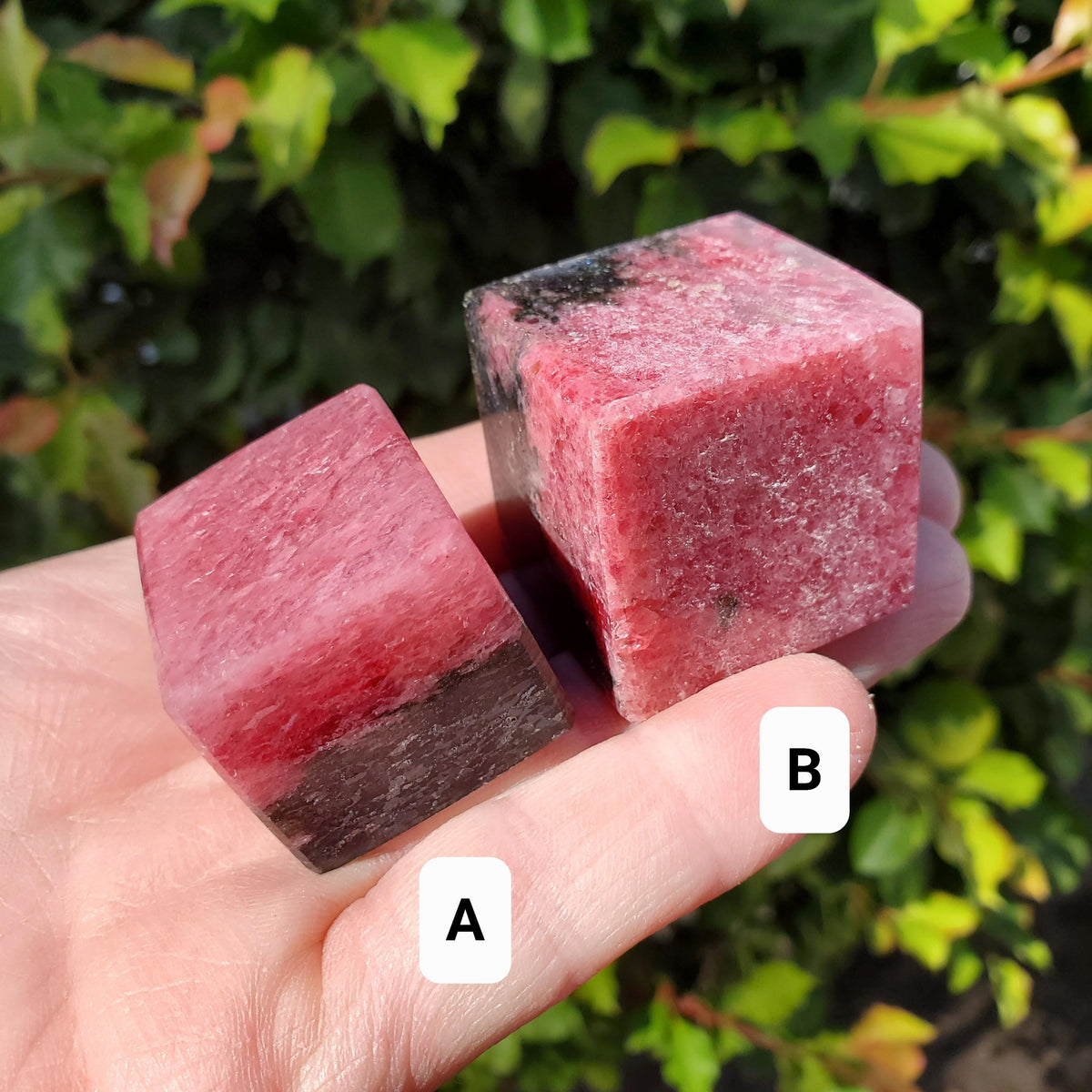 Cute Rhodonite Cube - Self Love, Balance, Joy, Happiness - Pink and Black Crystal Cube Healing Gemstones Home Deocr