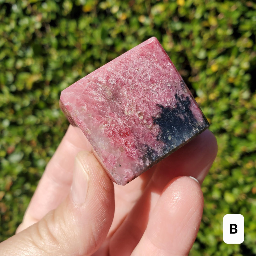 Cute Rhodonite Cube - Self Love, Balance, Joy, Happiness - Pink and Black Crystal Cube Healing Gemstones Home Deocr