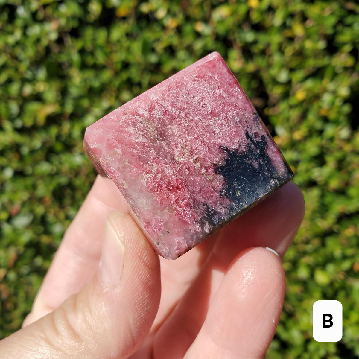 Cute Rhodonite Cube - Self Love, Balance, Joy, Happiness - Pink and Black Crystal Cube Healing Gemstones Home Deocr