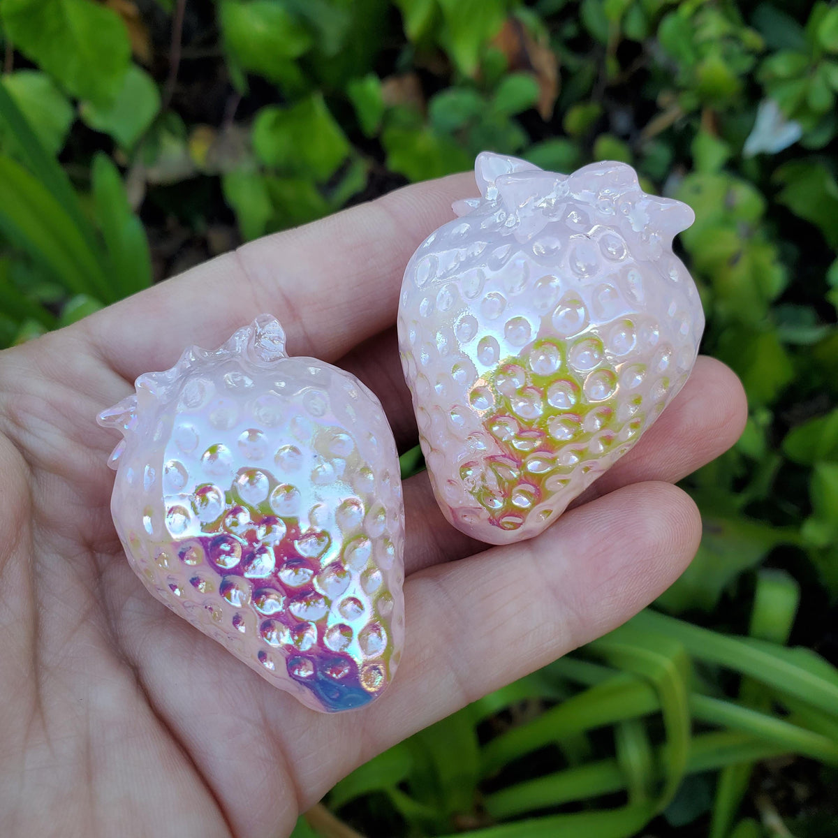 Aura Rose Quartz Strawberry - Unconditional Love, Compassion, Kindness - Aura Pink Crystal Berry Healing Gemstone