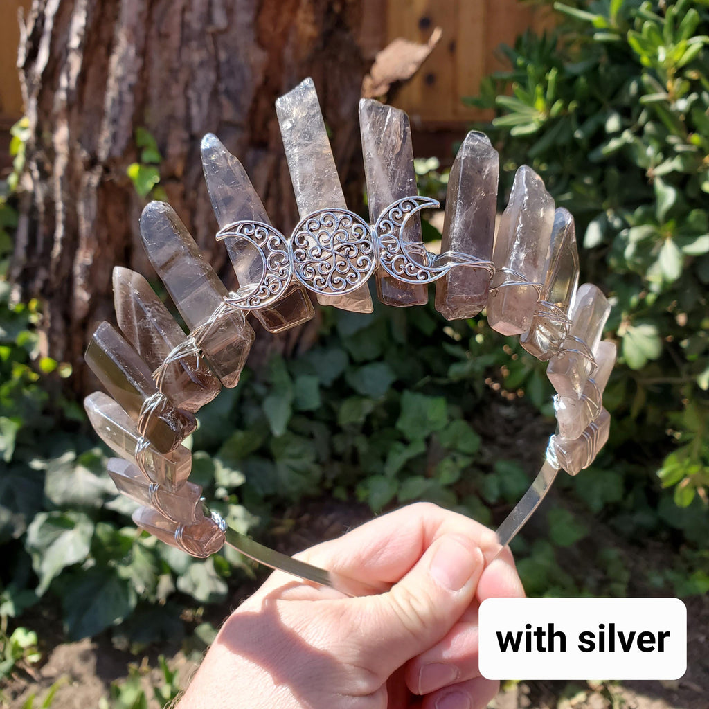 Smoky Quartz Crown - Protective, Grounding, Filters Out Bad Energy - Smokey Quartz Goddess Crown Healing Crystals Gemstones