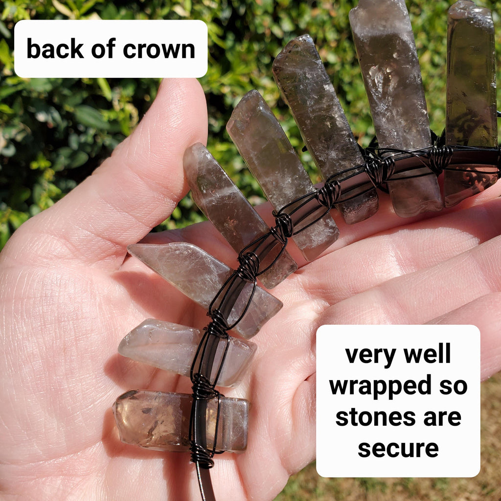 Smoky Quartz Crown - Protective, Grounding, Filters Out Bad Energy - Smokey Quartz Goddess Crown Healing Crystals Gemstones