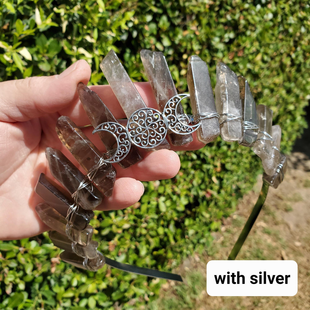 Smoky Quartz Crown - Protective, Grounding, Filters Out Bad Energy - Smokey Quartz Goddess Crown Healing Crystals Gemstones