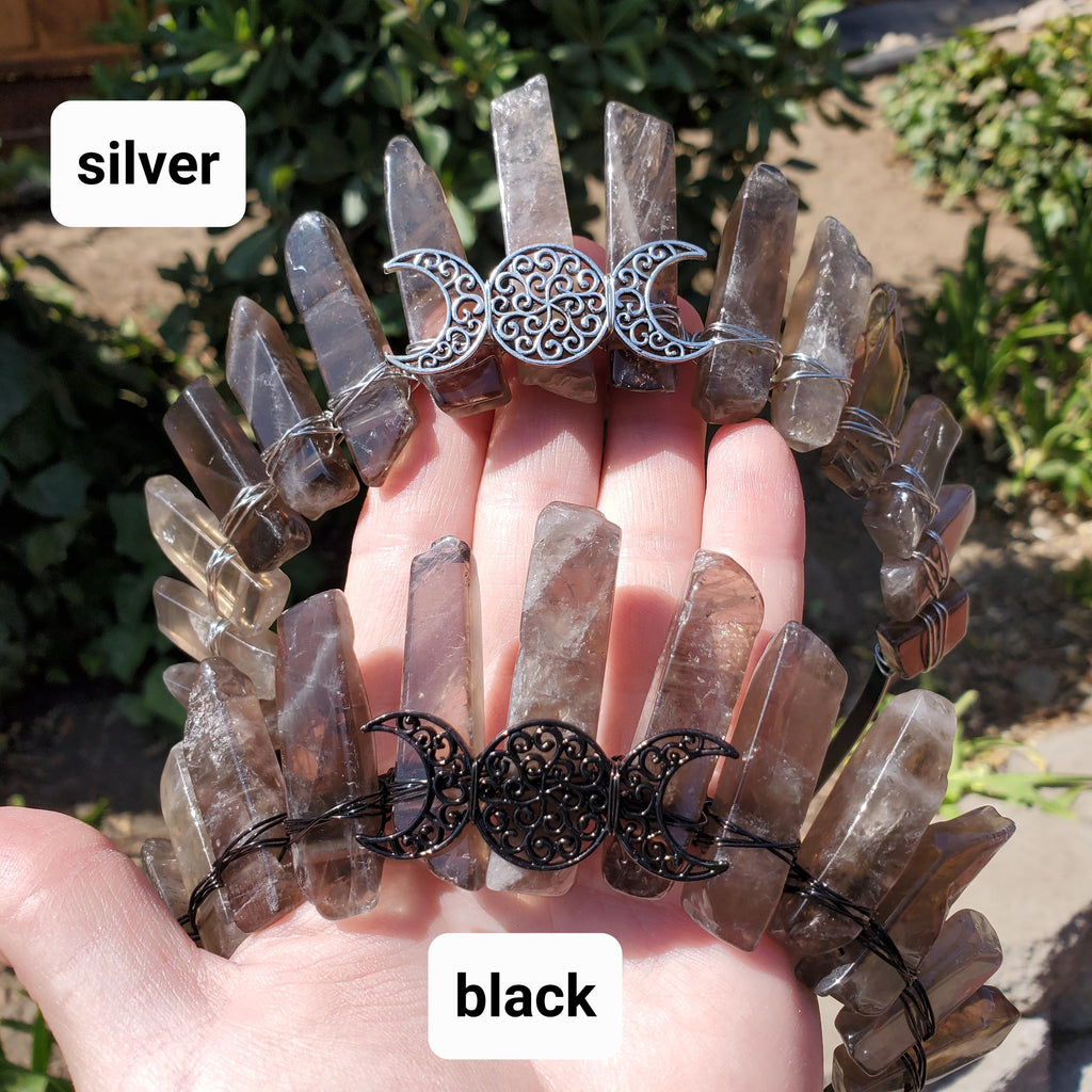 Smoky Quartz Crown - Protective, Grounding, Filters Out Bad Energy - Smokey Quartz Goddess Crown Healing Crystals Gemstones