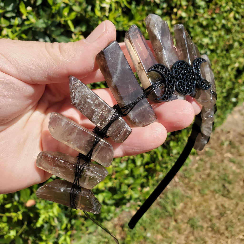 Smoky Quartz Crown - Protective, Grounding, Filters Out Bad Energy - Smokey Quartz Goddess Crown Healing Crystals Gemstones