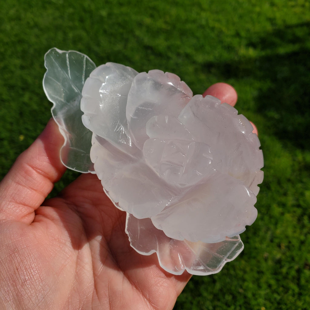 Quartz Rose - Counteracts the Negative, Energizes Positive Energy - White Quartz Rose Carving Crystal Flower Healing Stone Statement