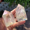 Chunky Aura Quartz Tower - Master Healer, Counteracts Negative, Energizes Positive Energy - Clear Quartz Crystal Point Healing Stone Rainbow