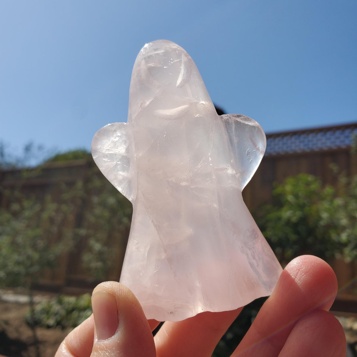 Rose Quartz Ghost - Universal & Unconditional Love, Compassion, Kindness - Crystal Halloween Stones Home Decor Healing Gemstone