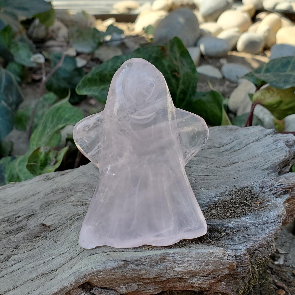 Rose Quartz Ghost - Universal & Unconditional Love, Compassion, Kindness - Crystal Halloween Stones Home Decor Healing Gemstone