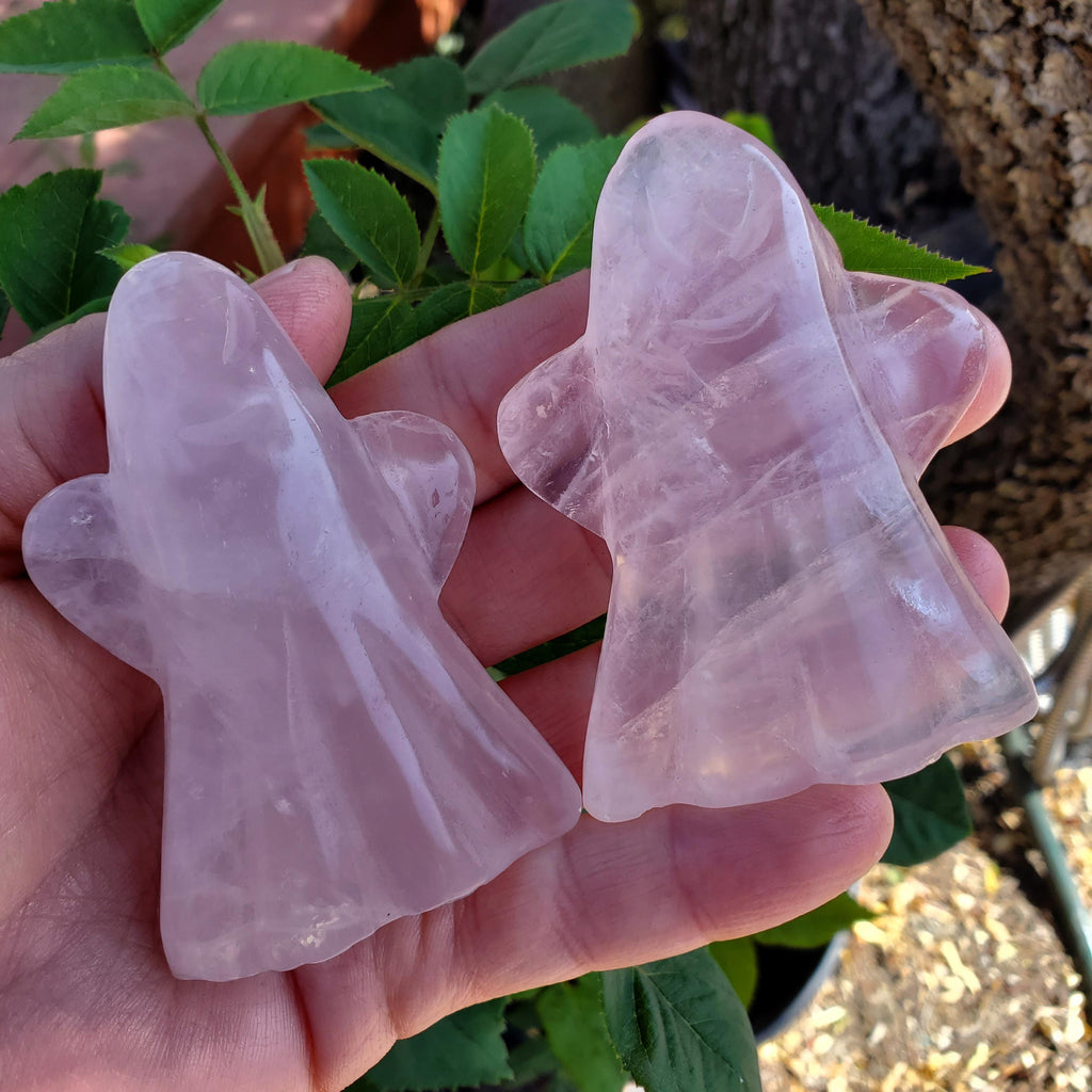 Rose Quartz Ghost - Universal & Unconditional Love, Compassion, Kindness - Crystal Halloween Stones Home Decor Healing Gemstone